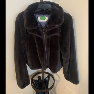 Anthropology Fur Black Puffy Jacket